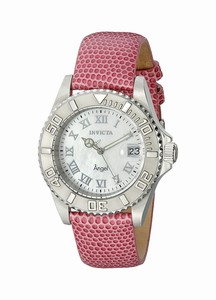 Invicta Angel Quartz Mother of Pearl Dial Date Pink Leather Watch # 18404 (Women Watch)