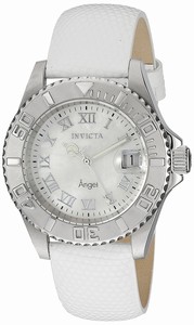 Invicta Angel Quartz Mother of Pearl Dial White Leather Watch # 18406SYB (Women Watch)