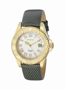 Invicta Angel Quartz Mother of Pearl Dial Date Grey Leather Watch # 18410 (Women Watch)