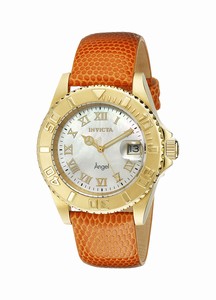 Invicta Angel Quartz Mother of Pearl Dial Orange Leather Watch # 18413 (Women Watch)