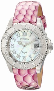 Invicta Angel Quartz Mother of Pearl Dial Pink Leather Watch # 18417 (Women Watch)