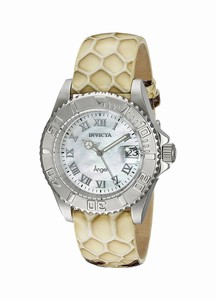 Invicta Angel Quartz Mother of Pearl Dial Date Beige Leather Watch # 18418 (Women Watch)