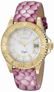 Invicta Angel Quartz Mother of Pearl Dial Date Pink Leather Watch # 18420 (Women Watch)