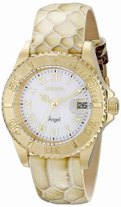Invicta Angel Quartz Roman Numerals Dial Date Beige Leather Watch # 18421 (Women Watch)