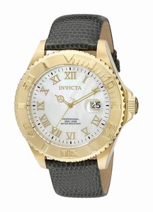 Invicta Pro Diver Quartz Roman Numerals Dial Date Grey Leather Watch # 18429 (Men Watch)
