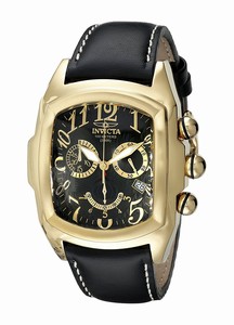 Invicta Lupah Quartz Chronograph Date Black Leather Watch # 18443 (Men Watch)
