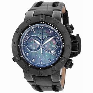 Invicta Subaqua Mother of pearl Dial Chronograph Date Black Leather Watch # 18450 (Men Watch)
