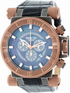 Invicta Coalition Forces Quartz Chronograph Date Black Leather Watch # 18463 (Men Watch)