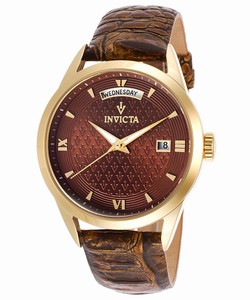 Invicta Vintage Quartz Day Date Brown Leather Watch # 18471 (Women Watch)