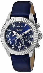 Invicta Pro Diver Quartz Analog Day Date Blue Leather Watch # 18476 (Women Watch)