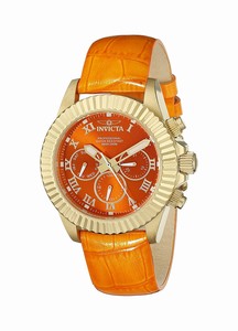 Invicta Pro Diver Quartz Analog Day Date Orange Leather Watch # 18486 (Women Watch)