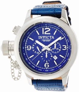 Invicta Russian Diver Quartz Chronograph Date Blue Leather Watch # 18575 (Men Watch)