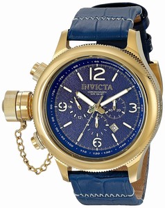 Invicta Russian Diver Quartz Chronograph Date Blue Leather Watch # 18577 (Men Watch)