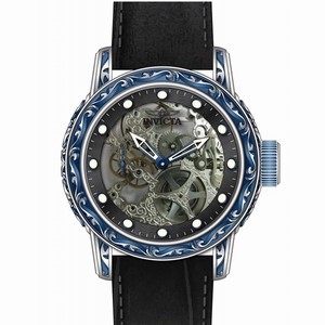 Invicta Black Skeleton Dial Fixed Blue And Silver-tone Band Watch #18601 (Men Watch)