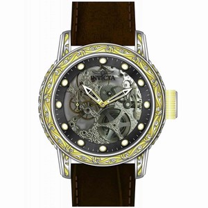 Invicta Black Skeleton Dial Fixed Silver And Gold-tone Band Watch #18602 (Men Watch)