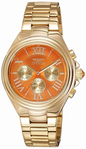 Invicta Orange Dial Stainless Steel Band Watch #18749 (Women Watch)