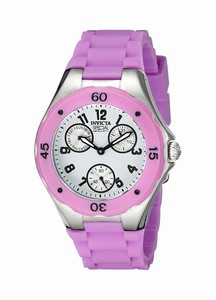 Invicta White Dial Fixed Purple Ion-plated Band Watch #18790 (Women Watch)