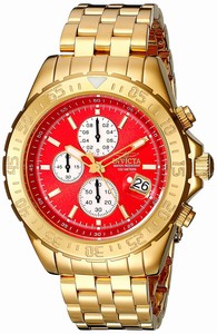 Invicta Red Dial Stainless Steel Band Watch #18856 (Men Watch)