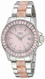 Invicta Pink Dial Stainless Steel Band Watch #18875 (Women Watch)