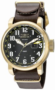 Invicta Aviator Quartz GMT Date Brown Leather Watch # 18888 (Men Watch)