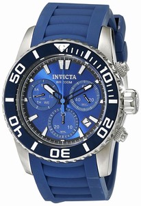 Invicta Pro Diver Quartz Chronograph Day Date Blue Polyurethane Watch # 18942 (Men Watch)