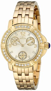 Invicta Gold Dial Stainless Steel Band Watch #18964 (Women Watch)