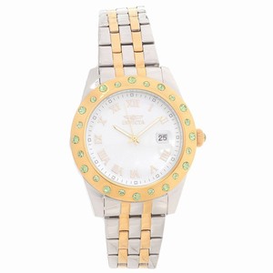 Invicta Silver Dial Fixed 18kt Gold-plated With Pink Crystals Band Watch #18983 (Men Watch)