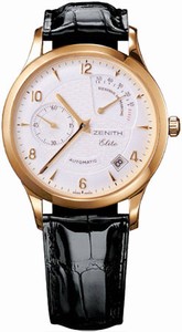 Zenith Automatic COSC Silver Guilloche With Power Reserve Indicator Between 12 And 3, Date Between 4 And 5 And Seconds Sub- At 9 Dial Black Crocodile Leather Band Watch #18.1125.685/01.C490 (Men Watch)