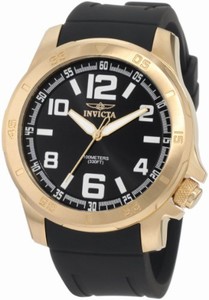 Invicta Flame-Fusion Crystal; Brushed And Polished Gold Ion-Plated Stainless Steel Case; Black Polyurethane Strap Stainless Steel Watch #1905 (Watch)