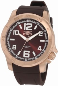 Invicta Flame-Fusion Crystal; Brushed And Polished 18k Rose Gold Ion-Plated Stainless Steel Case; Brown Polyurethane Strap Stainless Steel Watch #1906 (Watch)