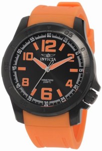 Invicta Flame-Fusion Crystal; Brushed And Polished Black Ion-Plated Stainless Steel Case; Orange Polyurethane Strap Stainless Steel Watch #1908 (Watch)