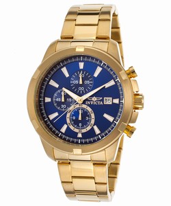 Invicta Blue Dial Gold Band Watch #19223 (Men Watch)