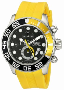 Invicta Pro Diver Quartz Chronograph Date Yellow Polyurethane Watch # 19244 (Men Watch)