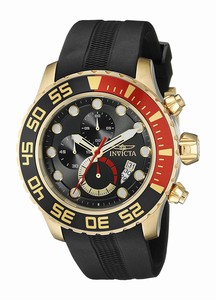 Invicta Pro Diver Quartz Chronograph Date Black Polyurethane Watch # 19246 (Men Watch)