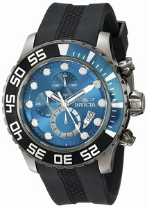 Invicta Pro Diver Quartz Chronograph Date Black Polyurethane Watch # 19248 (Men Watch)