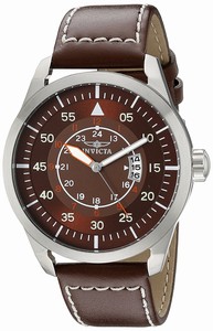 Invicta Quartz Analog Date Brown Leather Watch # 19259 (Men Watch)