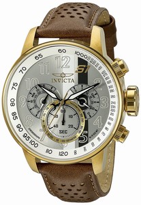 Invicta S1 Rally Quartz Chronograph Brown Leather Watch # 19287 (Men Watch)