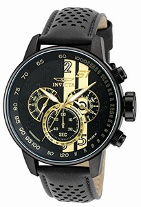 Invicta S1 Rally Quartz Chronograph Black Leather Watch # 19289 (Men Watch)