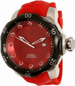 Invicta Venom Automatic Red Dial Date Red Silicone Watch # 19302 (Men Watch)