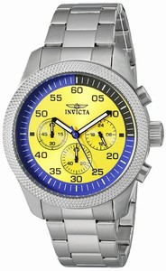 Invicta Yellow Dial Stainless Steel Band Watch #19380 (Men Watch)