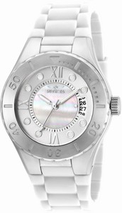 Invicta Quartz Mother of Pearl Dial Date White Silicone Watch #19389 (Women Watch)
