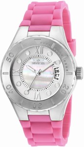 Invicta Quartz Mother of Pearl Dial Date Pink Silicone Watch #19390 (Women Watch)