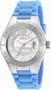 Invicta Quartz Mother of Pearl Dial Blue Silicone Watch #19392 (Women Watch)