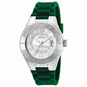 Invicta Quartz Mother of Pearl Dial Date Green Silicone Watch #19393 (Women Watch)