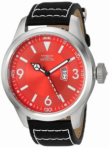 Invicta Aviator Quartz Red Dial Date Black Nylon Watch # 19418 (Men Watch)