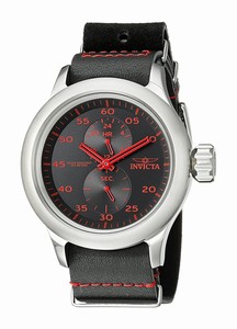 Invicta Quartz Multifunction Dial Black Leather Watch # 19495 (Men Watch)
