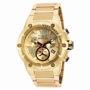 Invicta Champagne Dial Fixed Gold Ion-plated Band Watch #19529 (Men Watch)