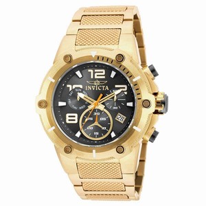 Invicta Black Dial Fixed Gold Ion-plated Band Watch #19530 (Men Watch)