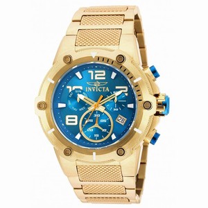 Invicta Blue Dial Fixed Gold Ion-plated Band Watch #19532 (Men Watch)