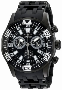 Invicta Sea Spider Quartz Chronograph Day Date Black Polyurethane Watch # 19533 (Men Watch)